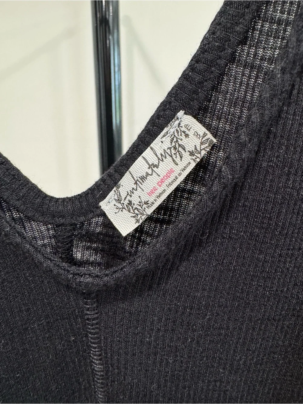 NWOT/Like New Free People Dani Ribbed V-Neck Swing Tank Top Black